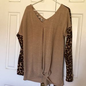 First Love Leopard Twist front sweater